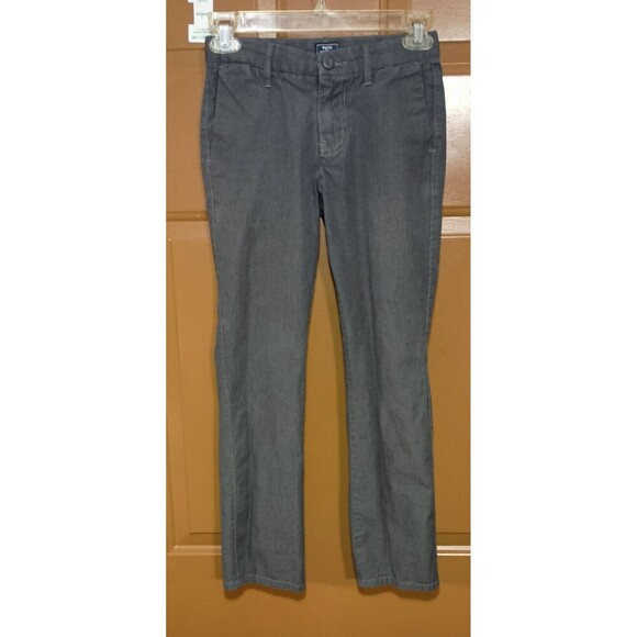 Gap Kids Girls Grey Stripe Khaki Pants Slim Straight Regular Fit MCM Kidcore - Picture 14 of 15